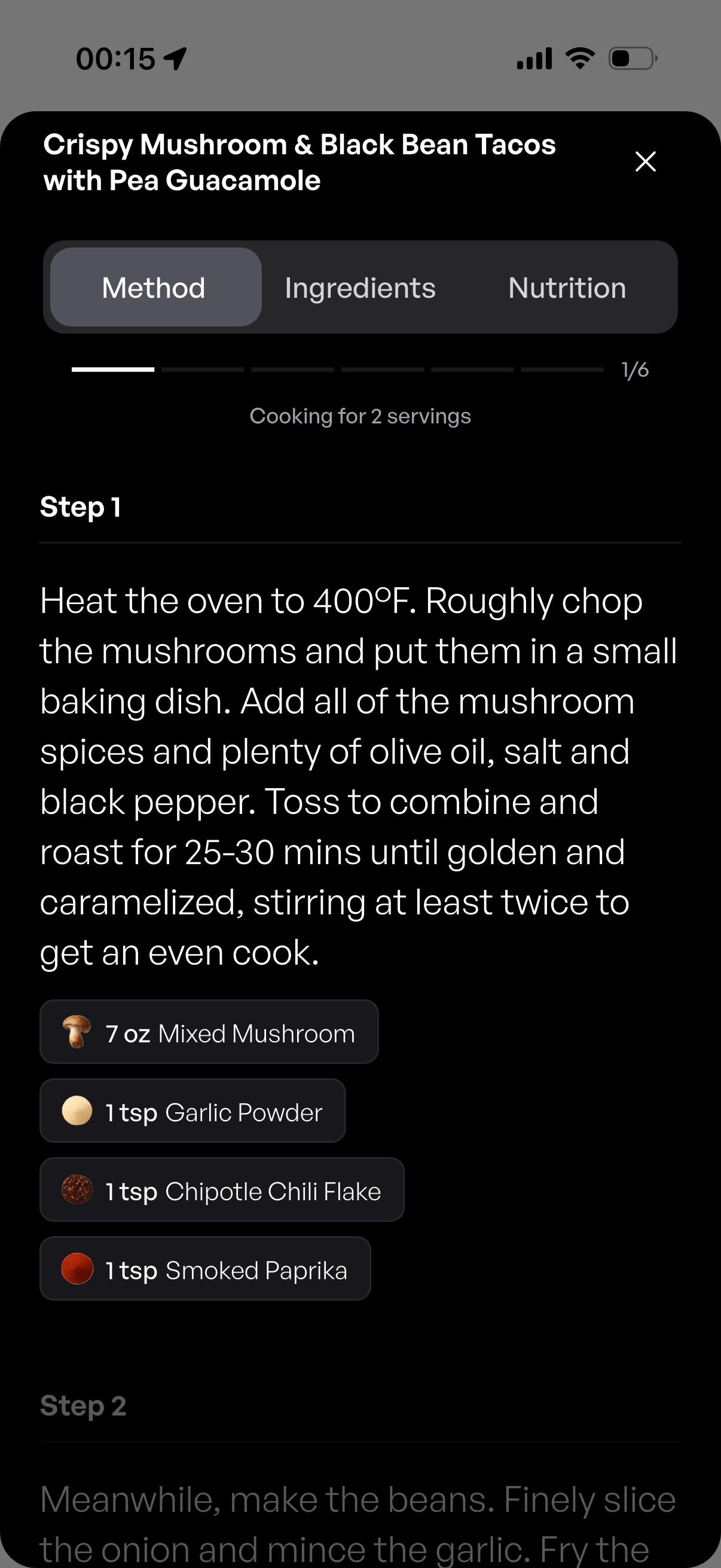Mob — Cooking mode